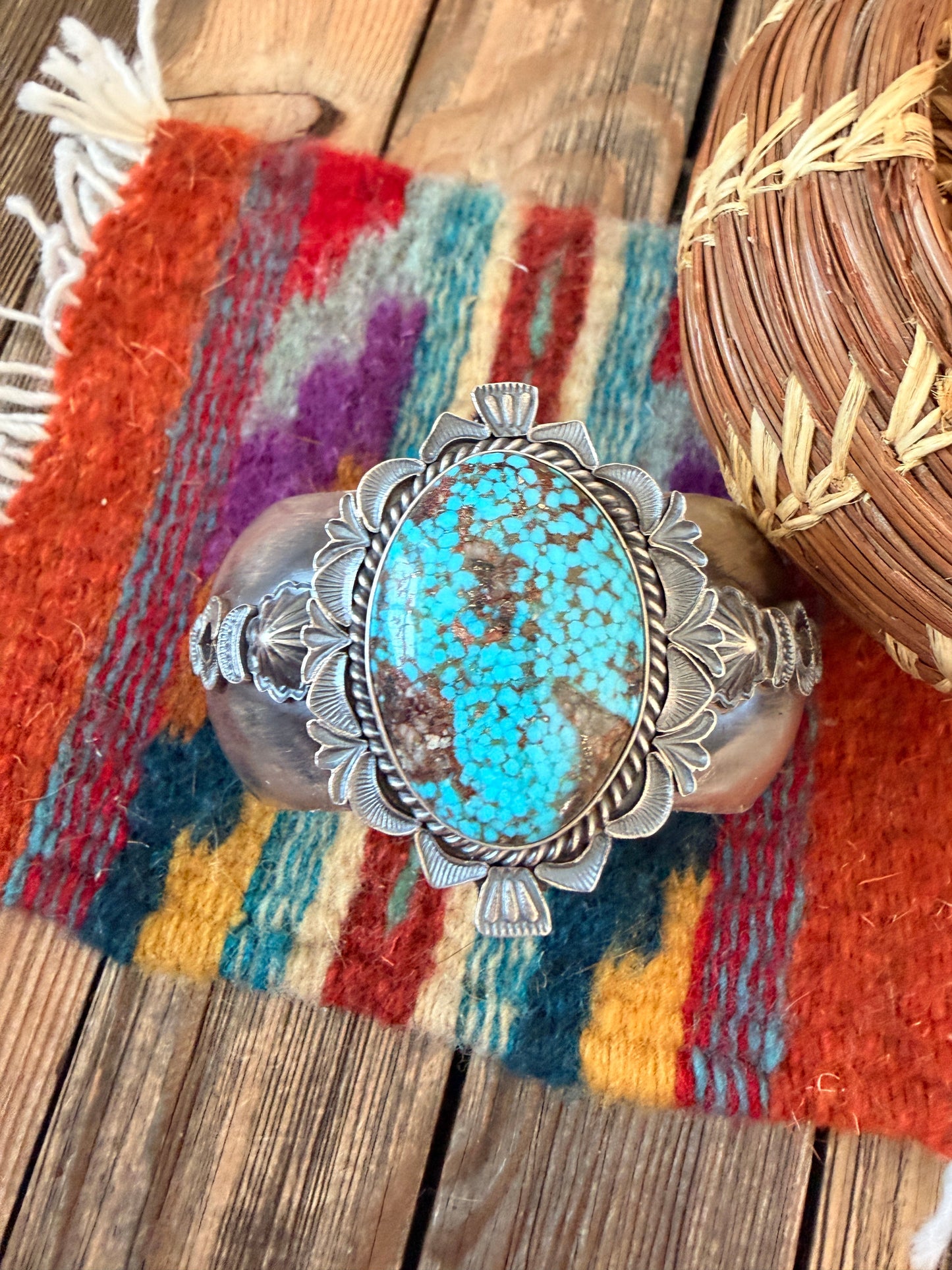 Handcrafted Sleeping Beauty Turquoise & Sterling Silver Cuff Bracelet by Kevin Billah