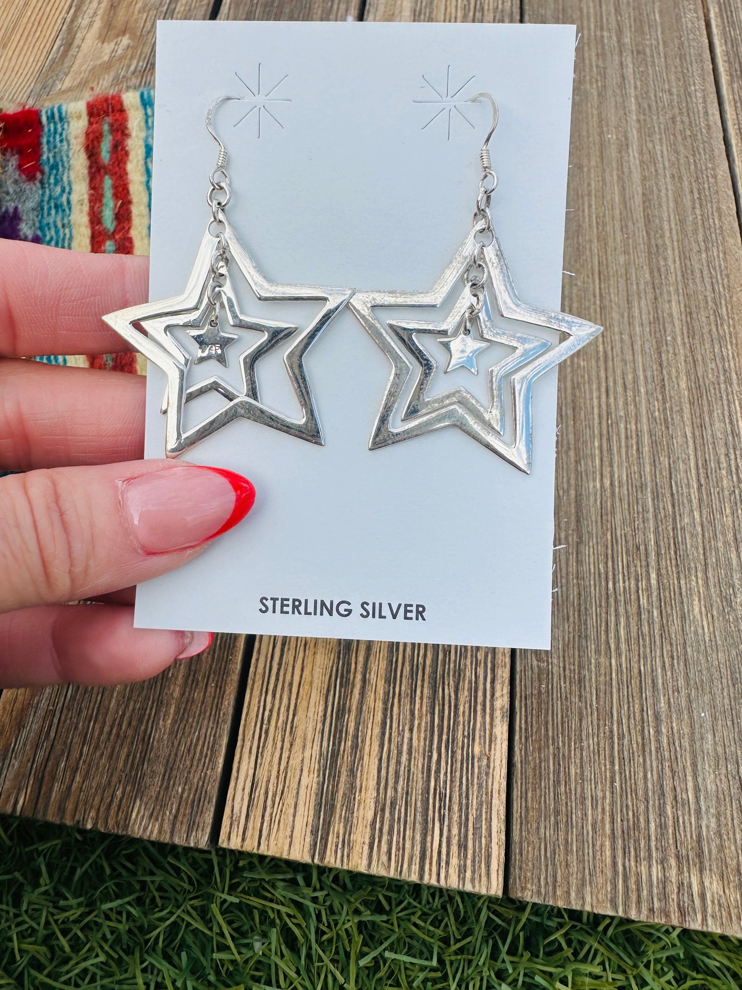 Handcrafted Sterling Silver Star Dangle Earrings