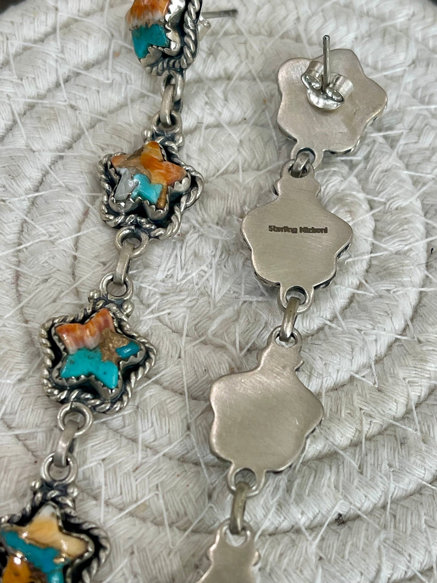 Handmade Spice And Sterling Silver STAR Dangle Earrings