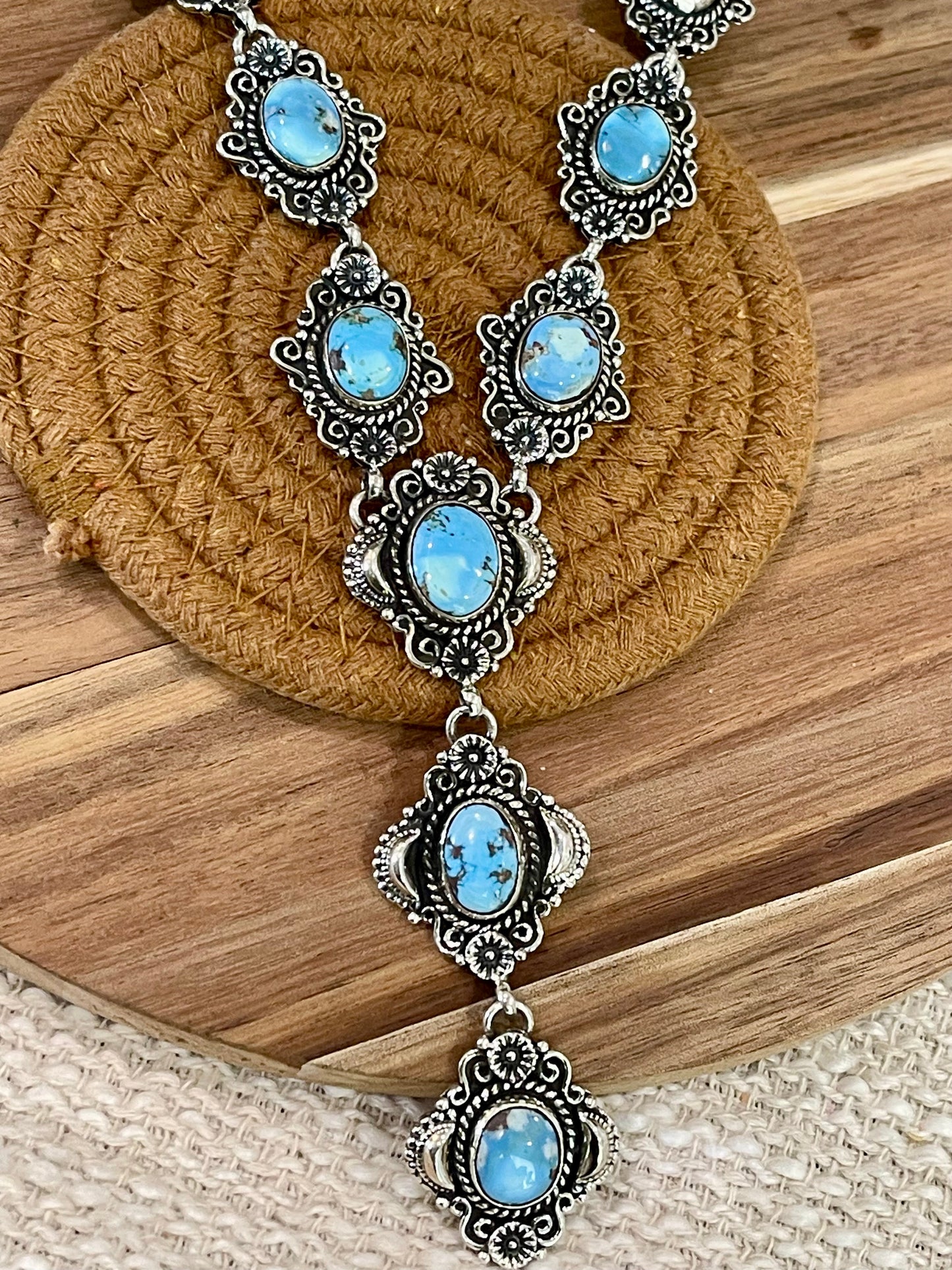 Beautiful Handmade Sterling Silver & Golden Hills Lariat Necklce