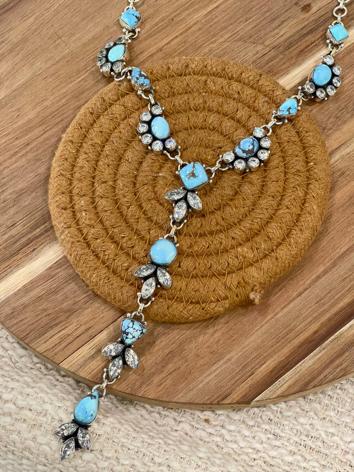Handcrafted Sterling Silver, Golden Hills & CZ Necklace