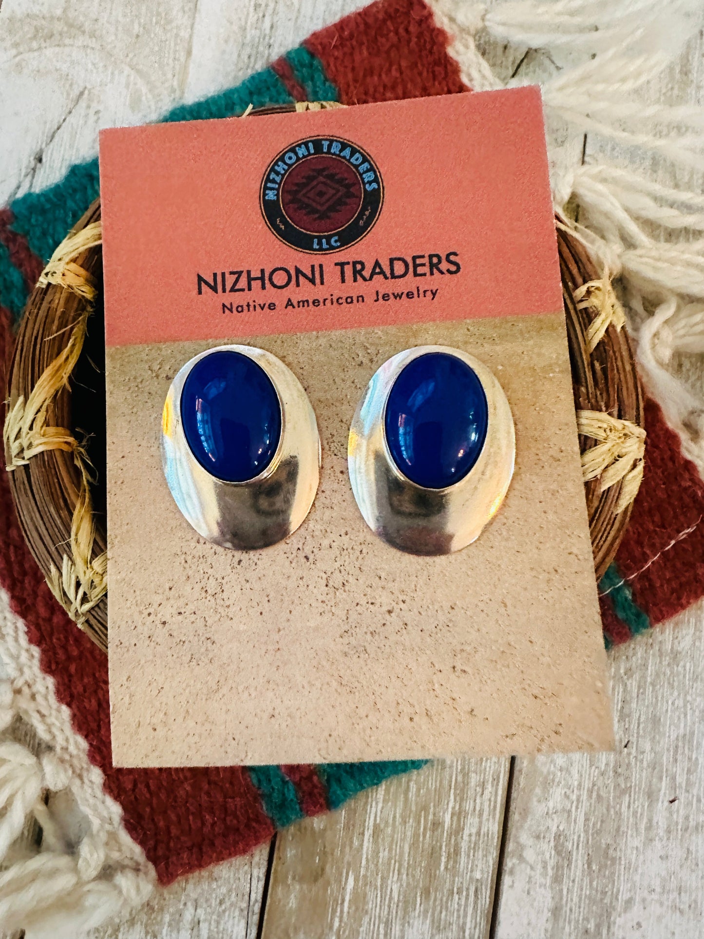 Handcrafted Lapis & Sterling Silver Post Earrings