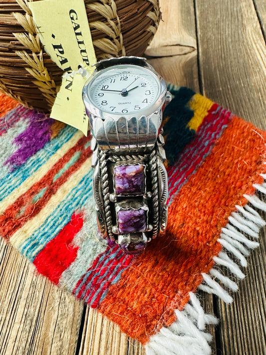 Handcrafted Old Pawn Spiny Oyster & Sterling Silver Watch Cuff