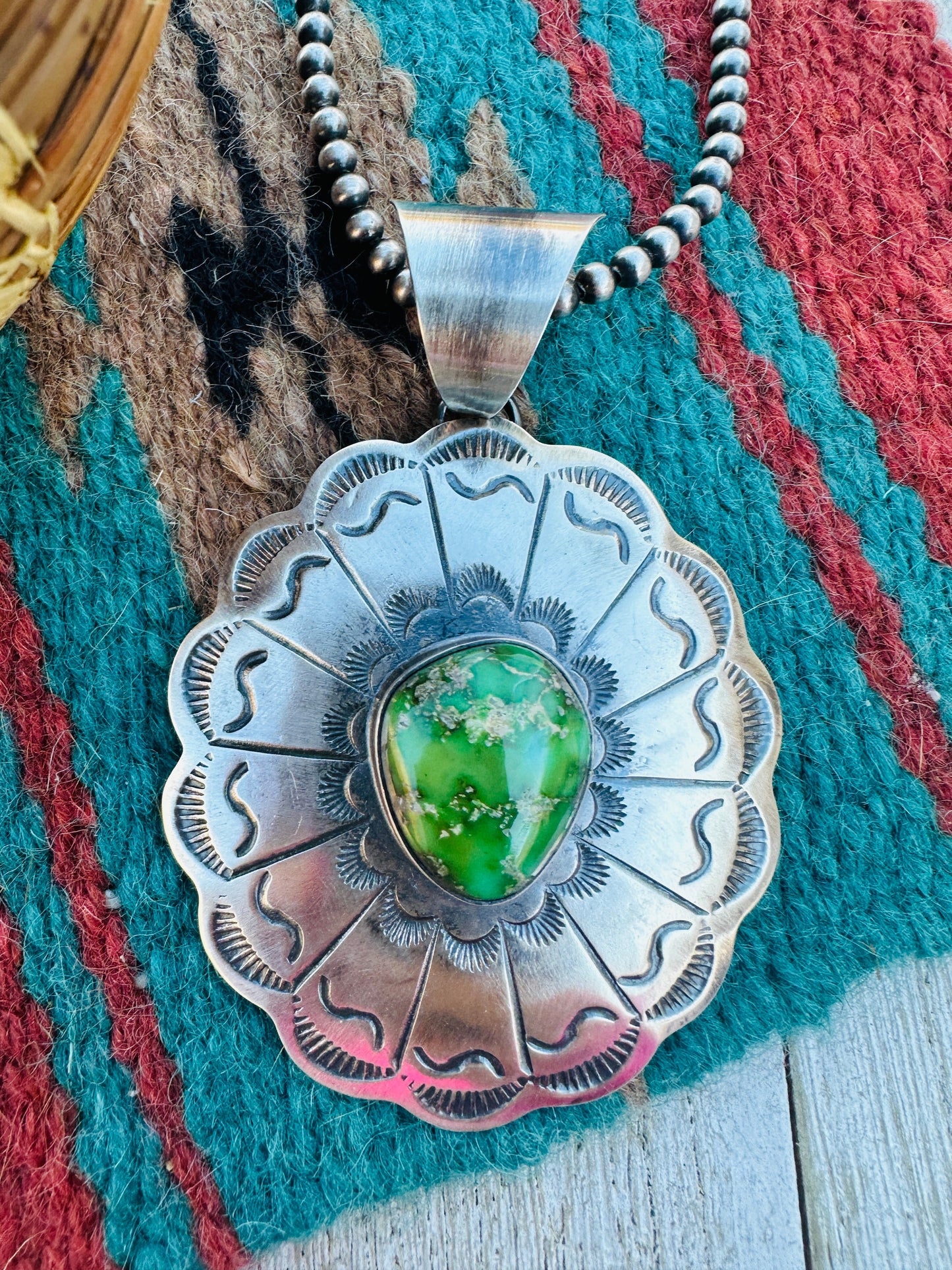 Handcrafted Sterling Silver & Sonoran Mountain Turquoise Pendant by Chimney Butte