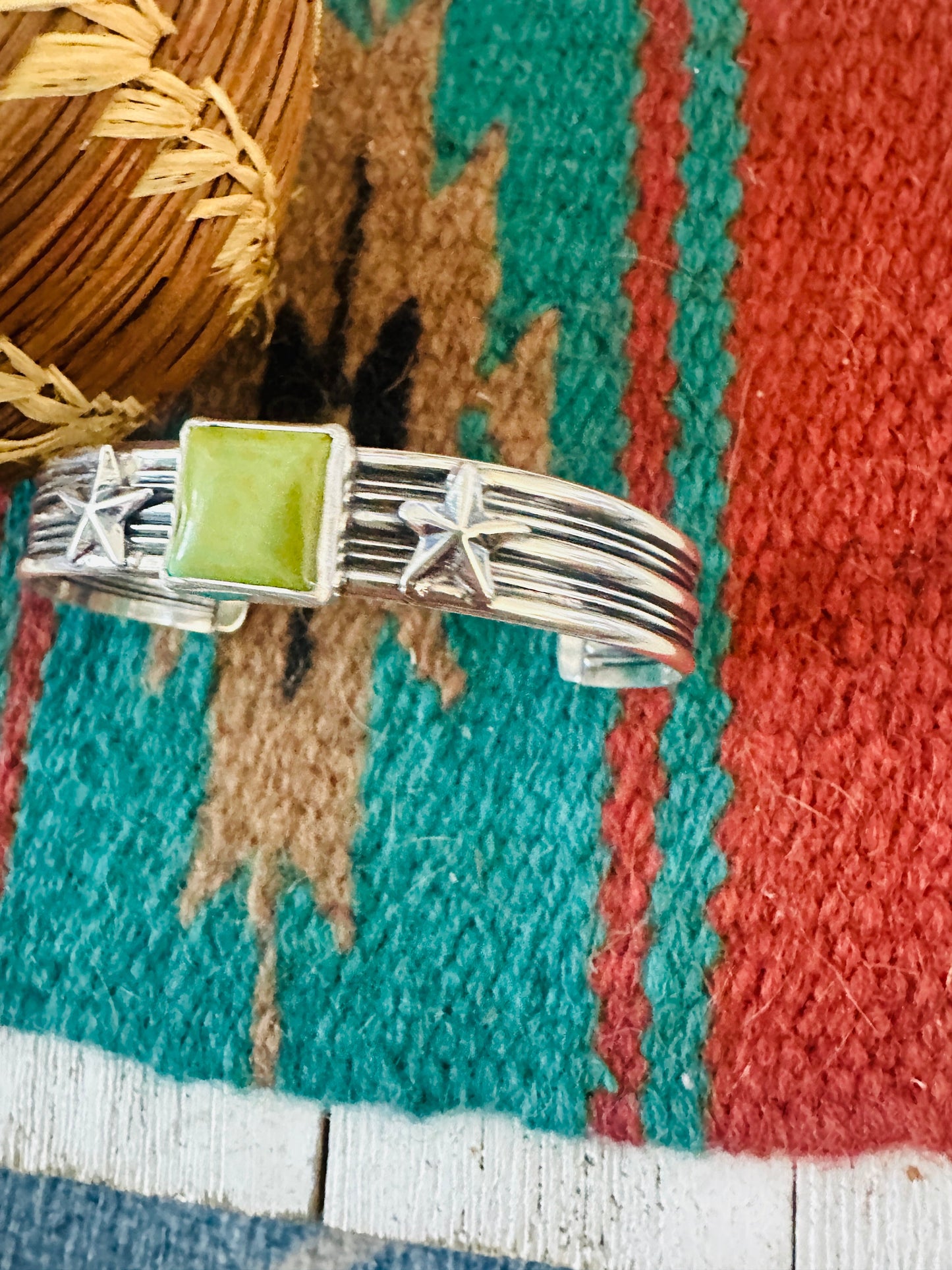 Handcrafted Sterling Silver & Turquoise Star Cuff Bracelet
