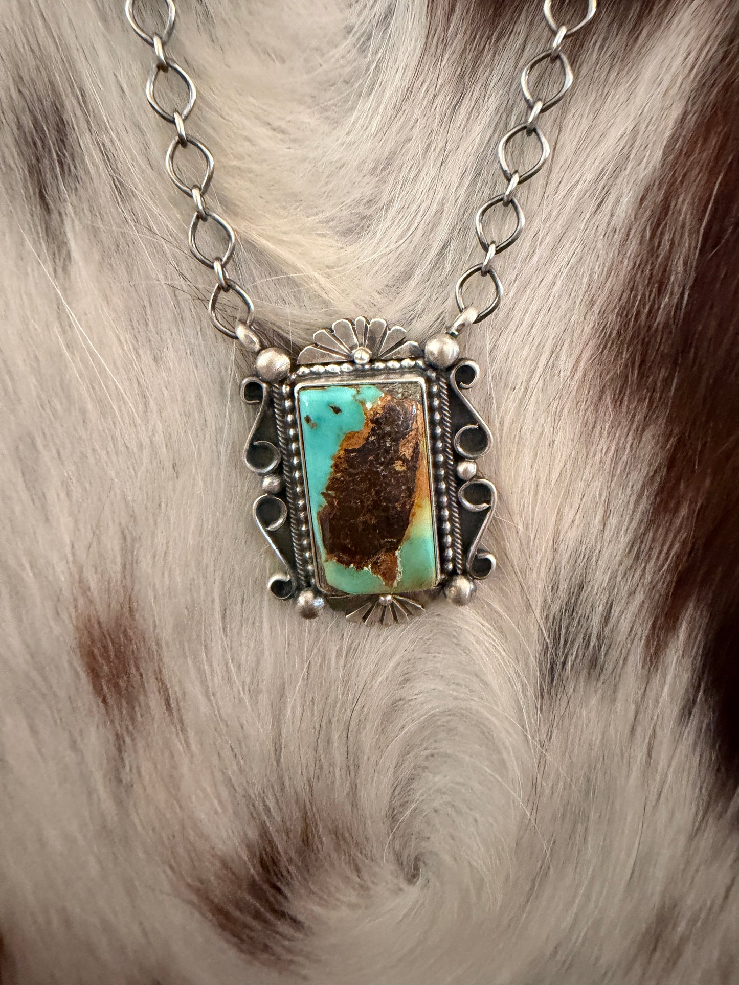 Handcrafted Royston Turquoise & Sterling Silver Necklace by Daniel Benally