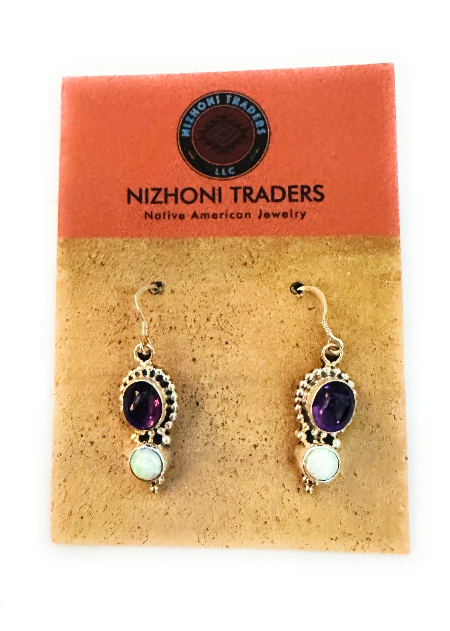 Handcrafted Amethyst, Opal & Sterling Silver Dangle Earrings