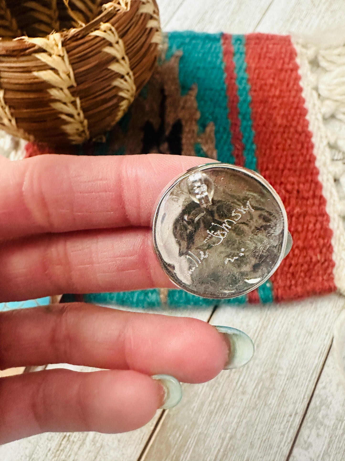 Handcrafted Turquoise & Sterling Silver Inlay Post Earrings