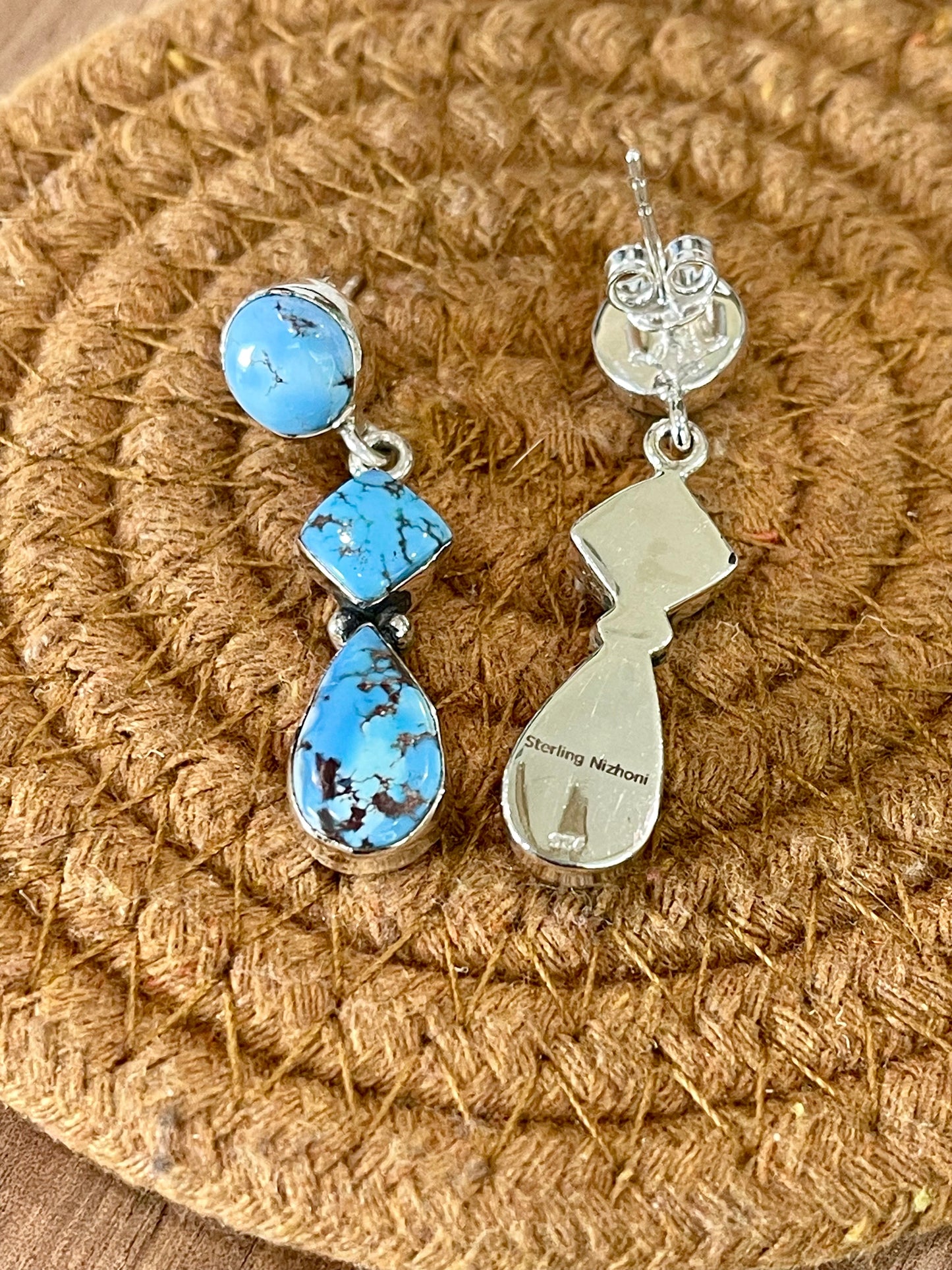 Handcrafted Sterling Silver & Golden Hills Post Dangle Earrings
