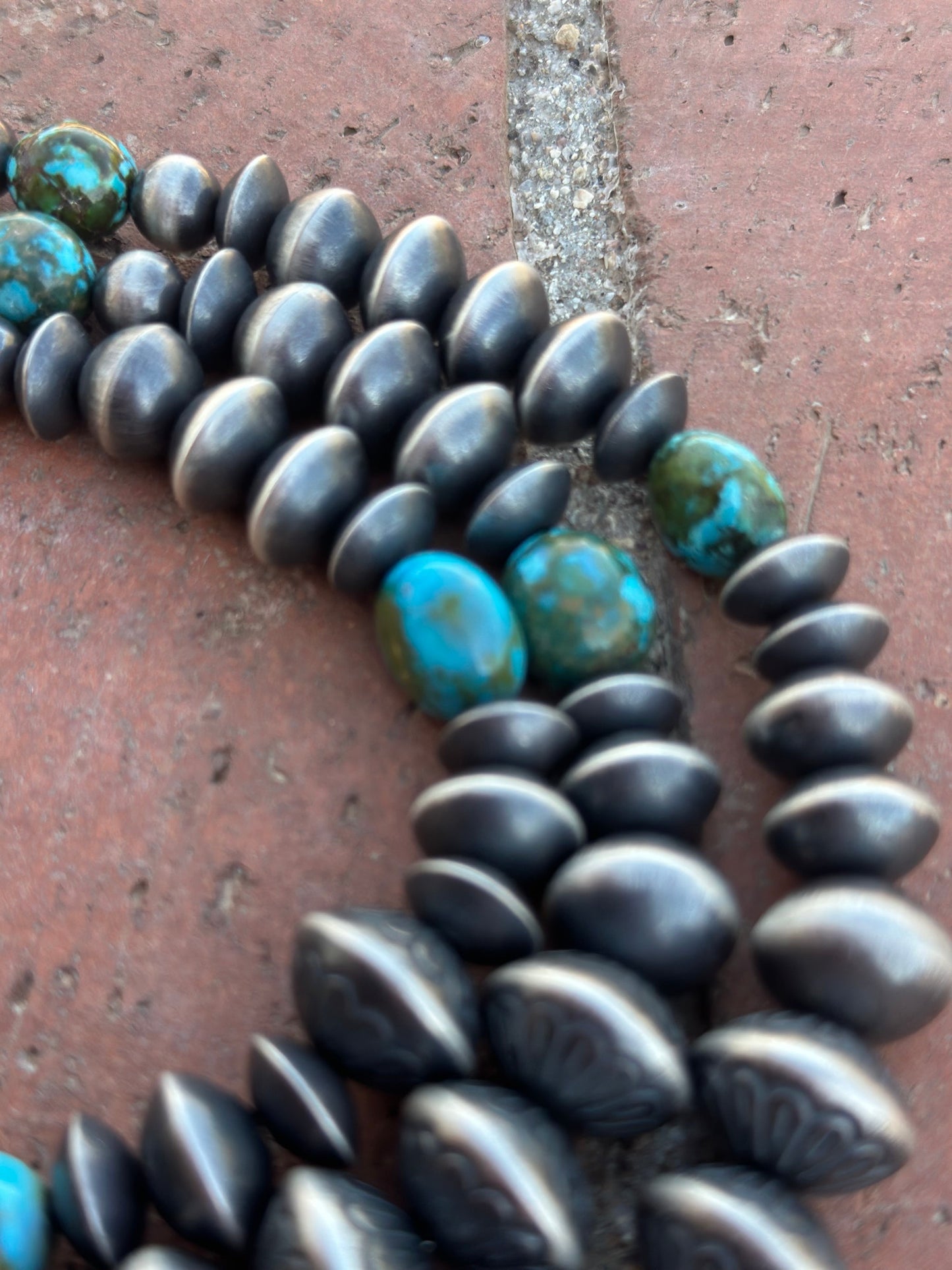 Rose Martin Sterling Silver & Kingman Turquoise Three Strand Necklace