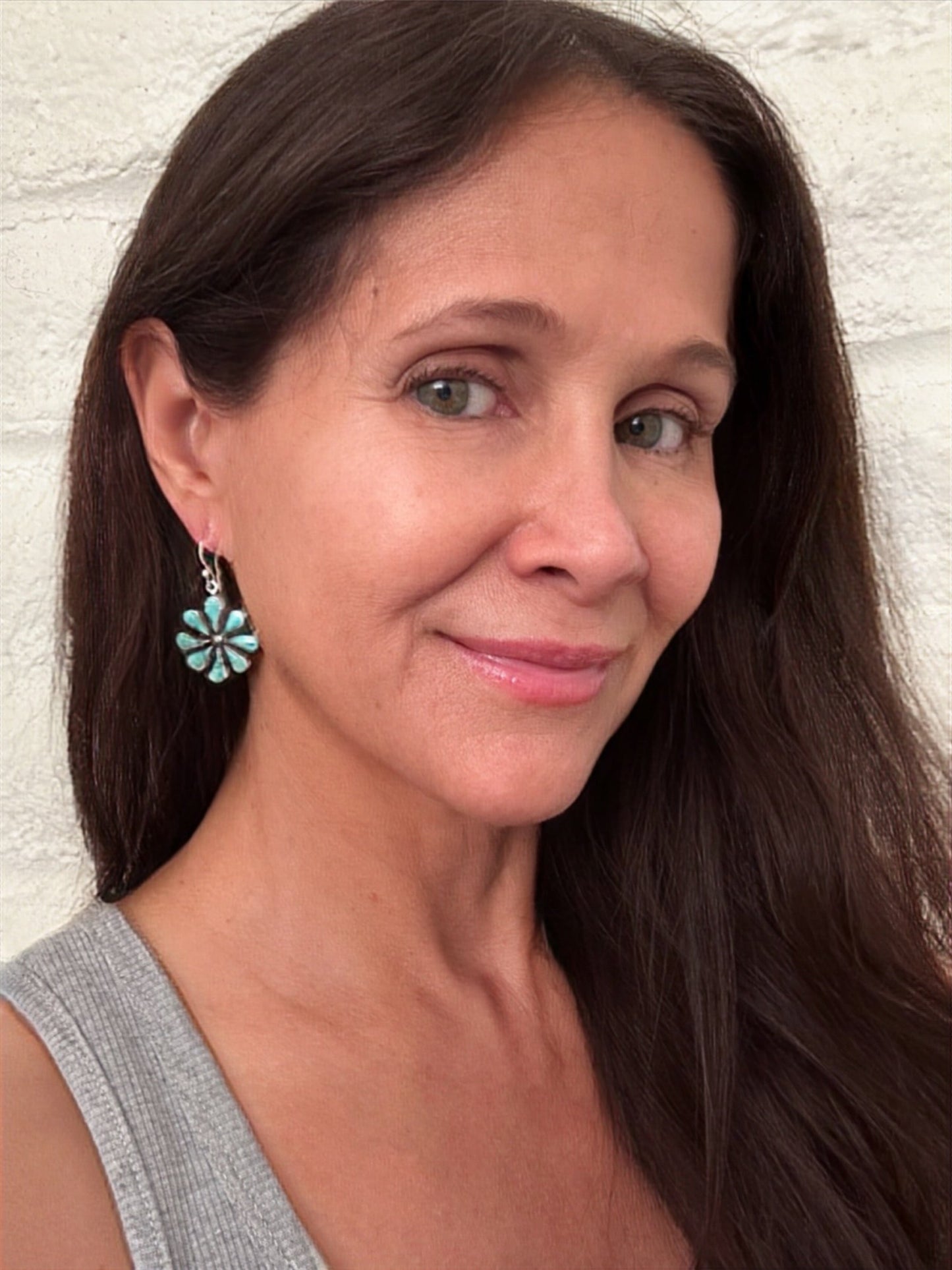 Turquoise Daisy Sterling Silver Earrings