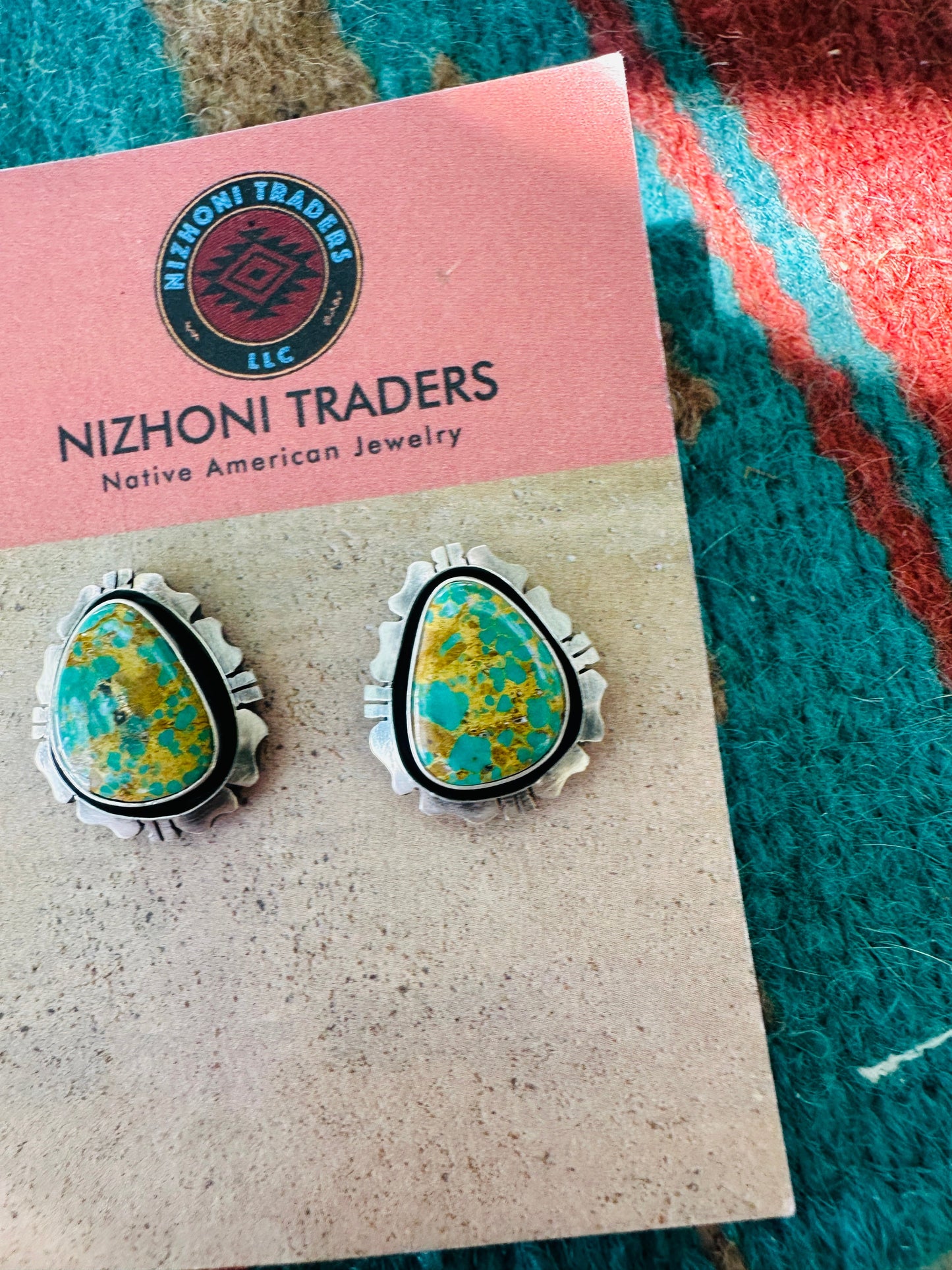 Handcrafted Sterling Silver & Royston Turquoise Post Earrings