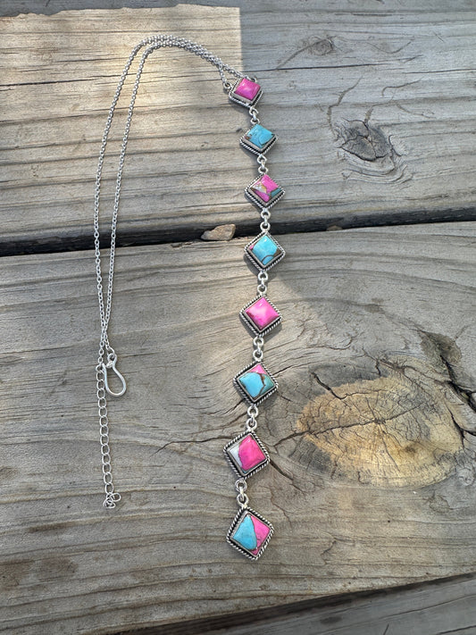 Handmade Cotton Candy Sterling Silver Drop Necklace