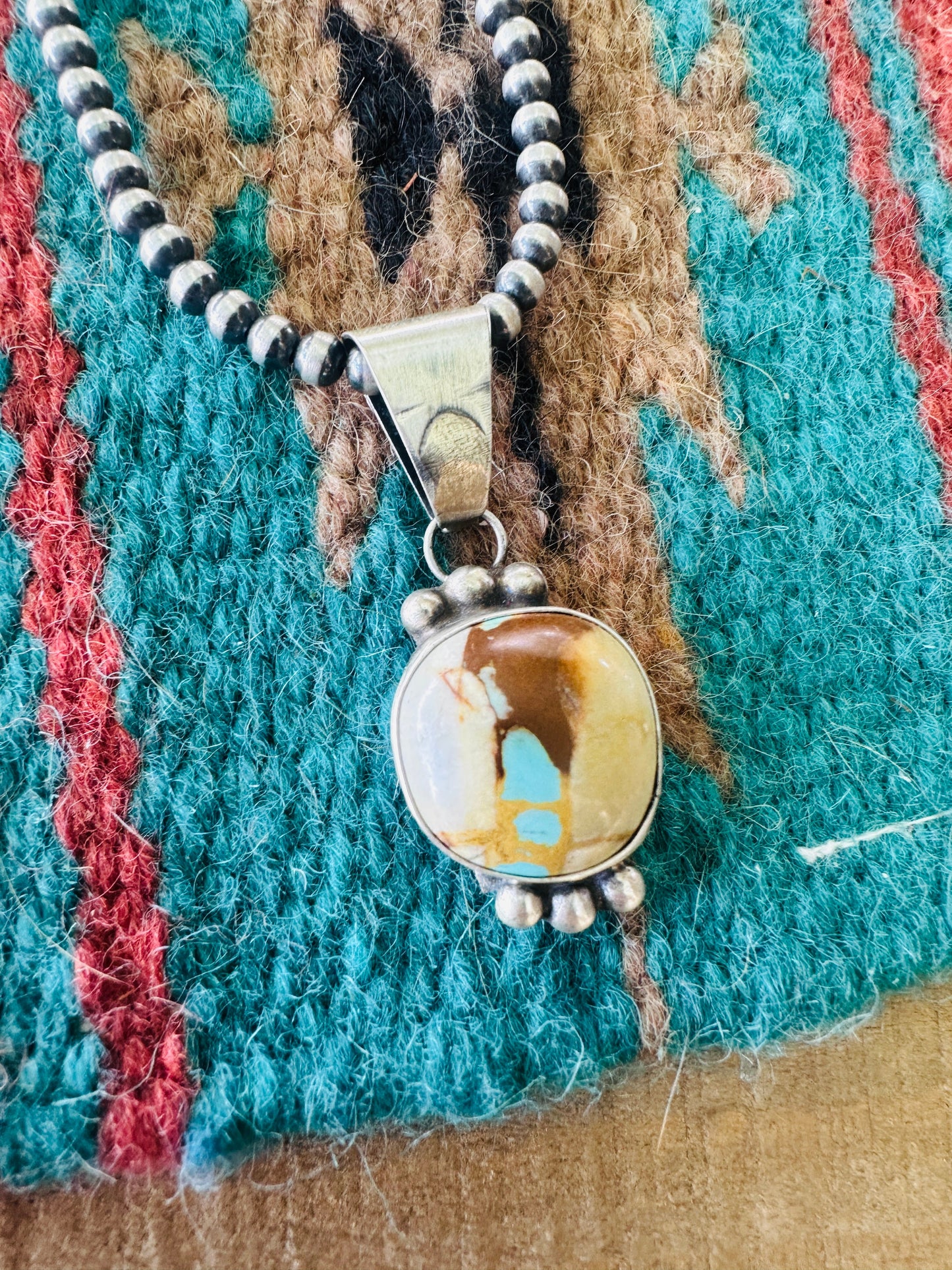 Handcrafted Ribbon Turquoise & Sterling Silver Pendant