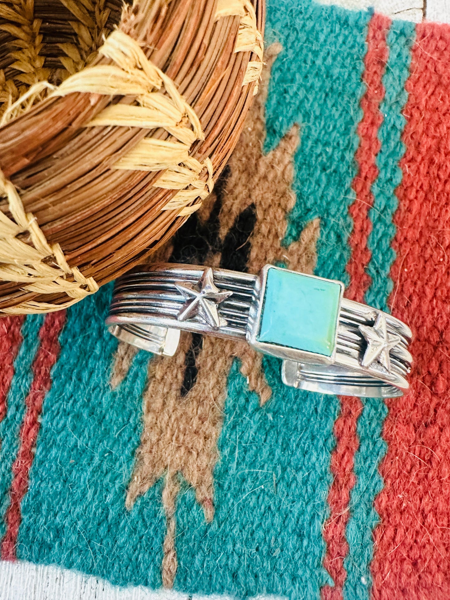 Handcrafted Sterling Silver & Turquoise Star Cuff Bracelet