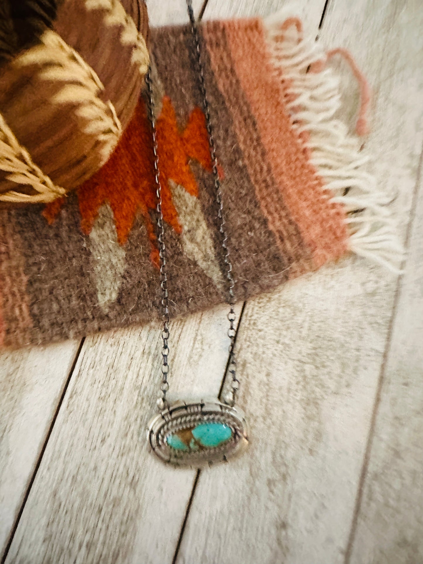 Handcrafted Sterling Silver & Kingman Turquoise Necklace