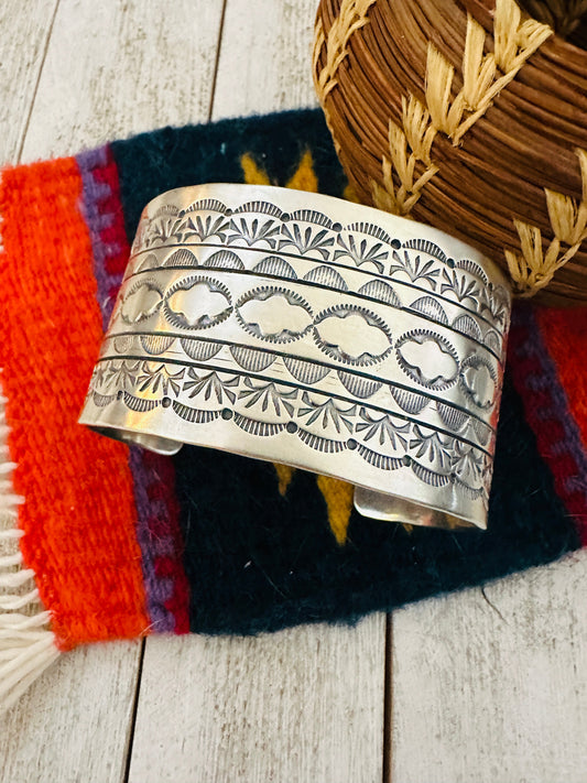 Handcrafted Hand Stamped Sterling Silver Cuff Bracelet
