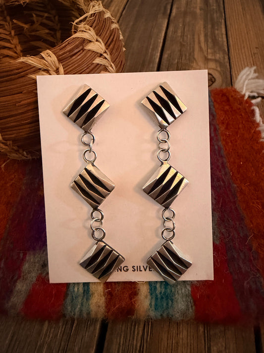 Handcrafted Leander Tahe Sterling Silver Dangle Earrings