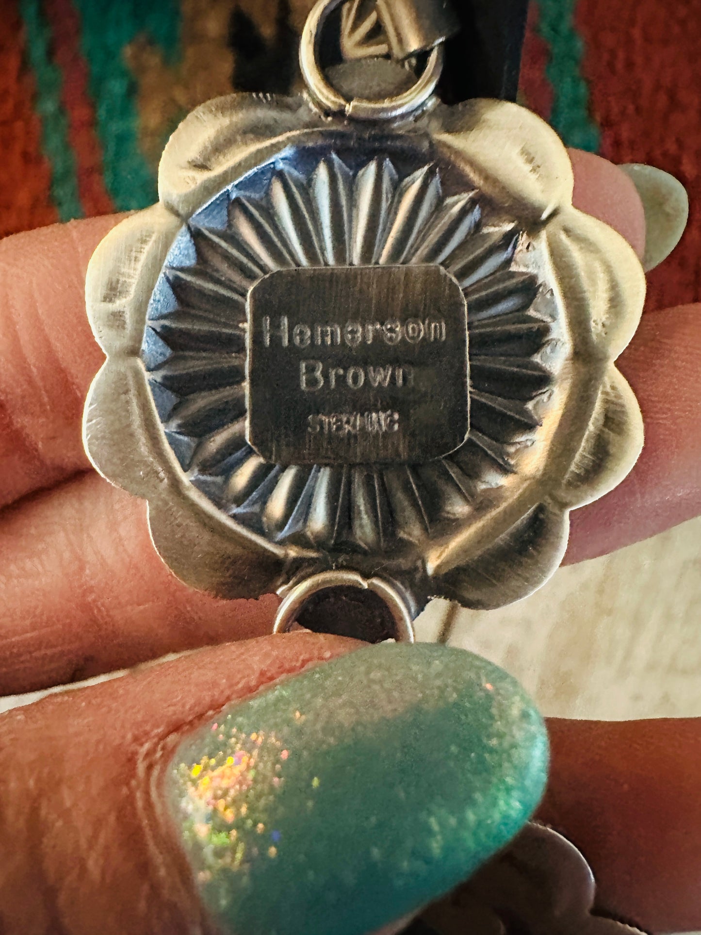 Handcrafted Hand Stamped Sterling Silver Concho Dangle Earrings by Hemerson Brown