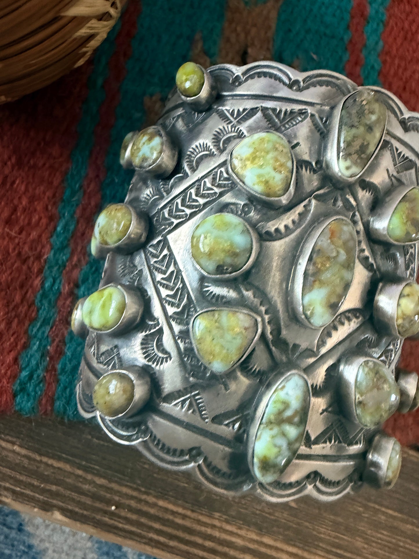 Handcrafted Palomino Turquoise & Sterling Silver Cuff Bracelet by Leroy James