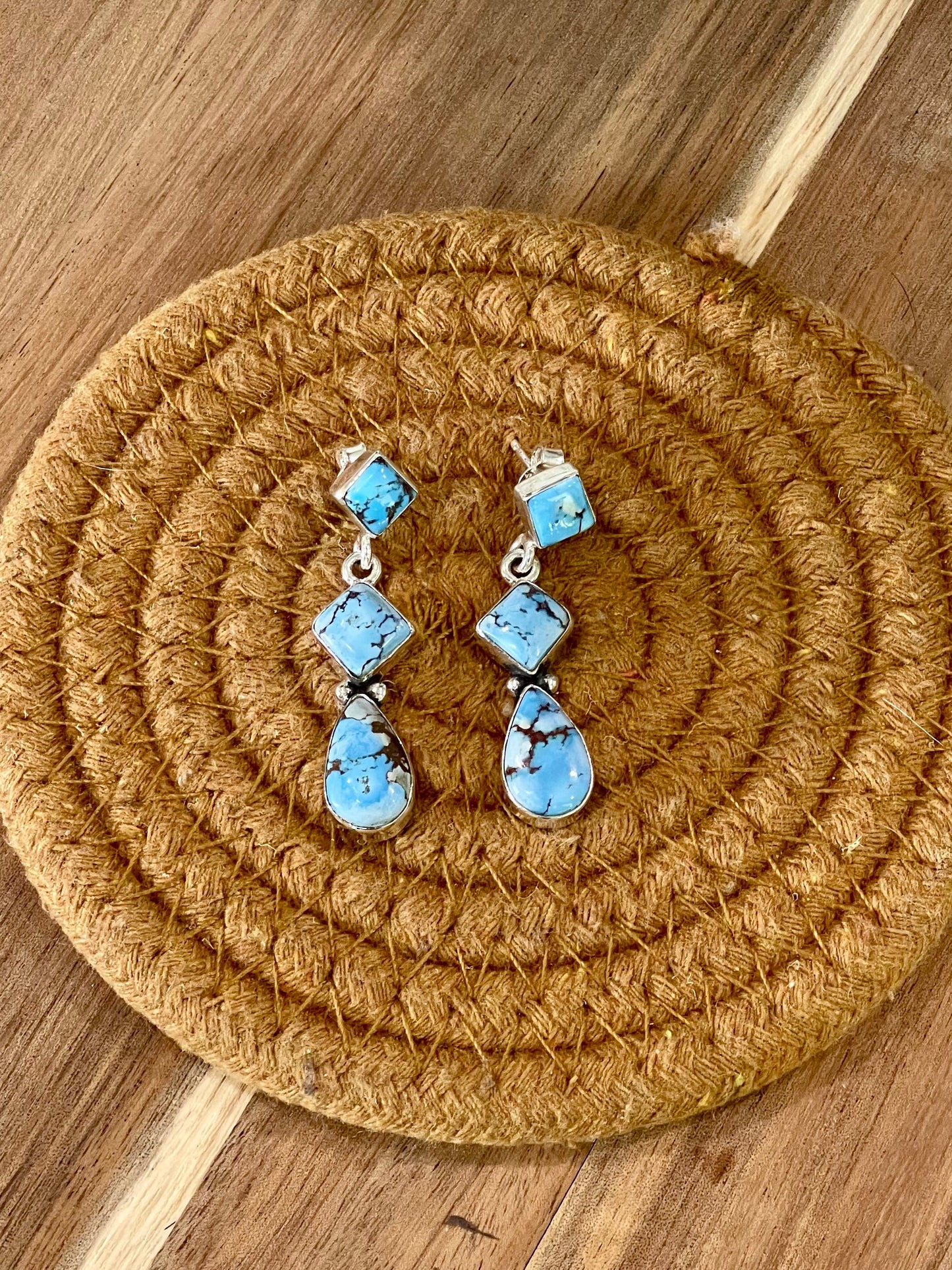 Handcrafted Sterling Silver & Golden Hills Post Dangle Earrings