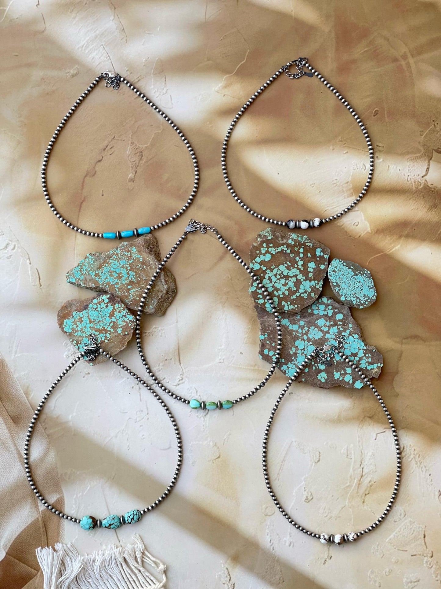 Handmade Sterling Silver Beaded Necklace 18”