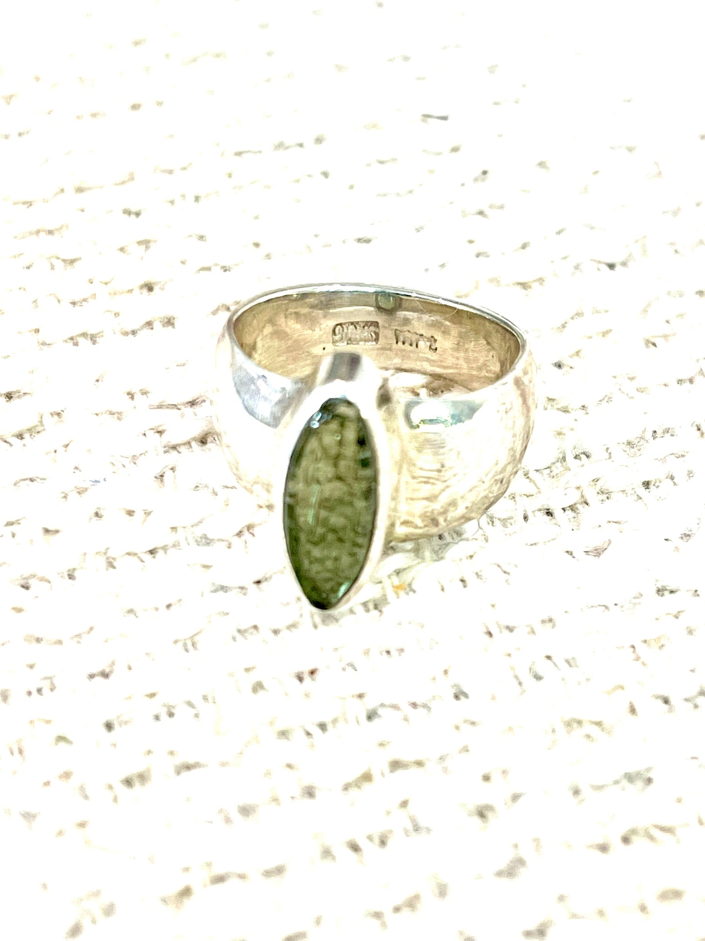 Handcrafted Sterling Silver & Meteorite Rock Size 7 Ring