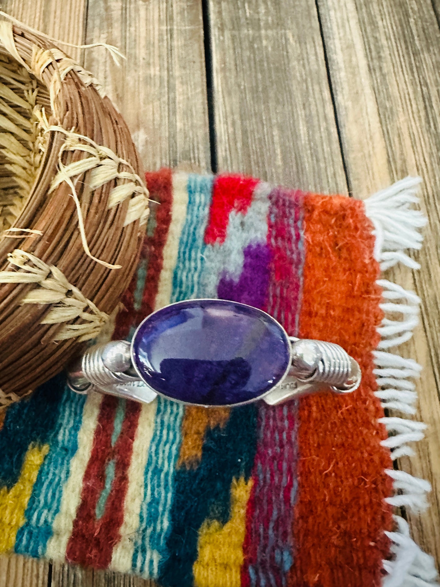 Handcrafted Sugilite & Sterling Silver Cuff Bracelet by Albert Lee