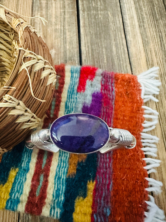 Handcrafted Sugilite & Sterling Silver Cuff Bracelet by Albert Lee