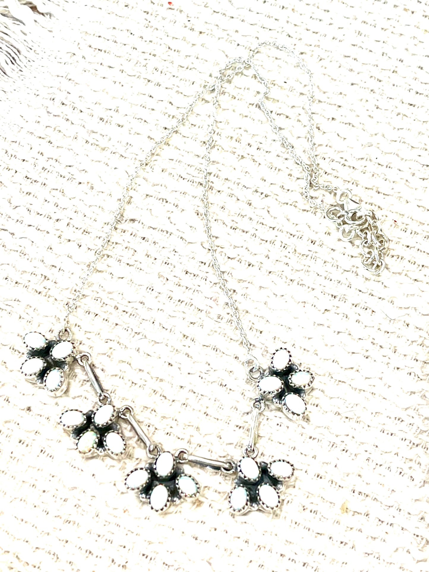 Handcrafted Sterling Silver & White Fire Opal Necklace