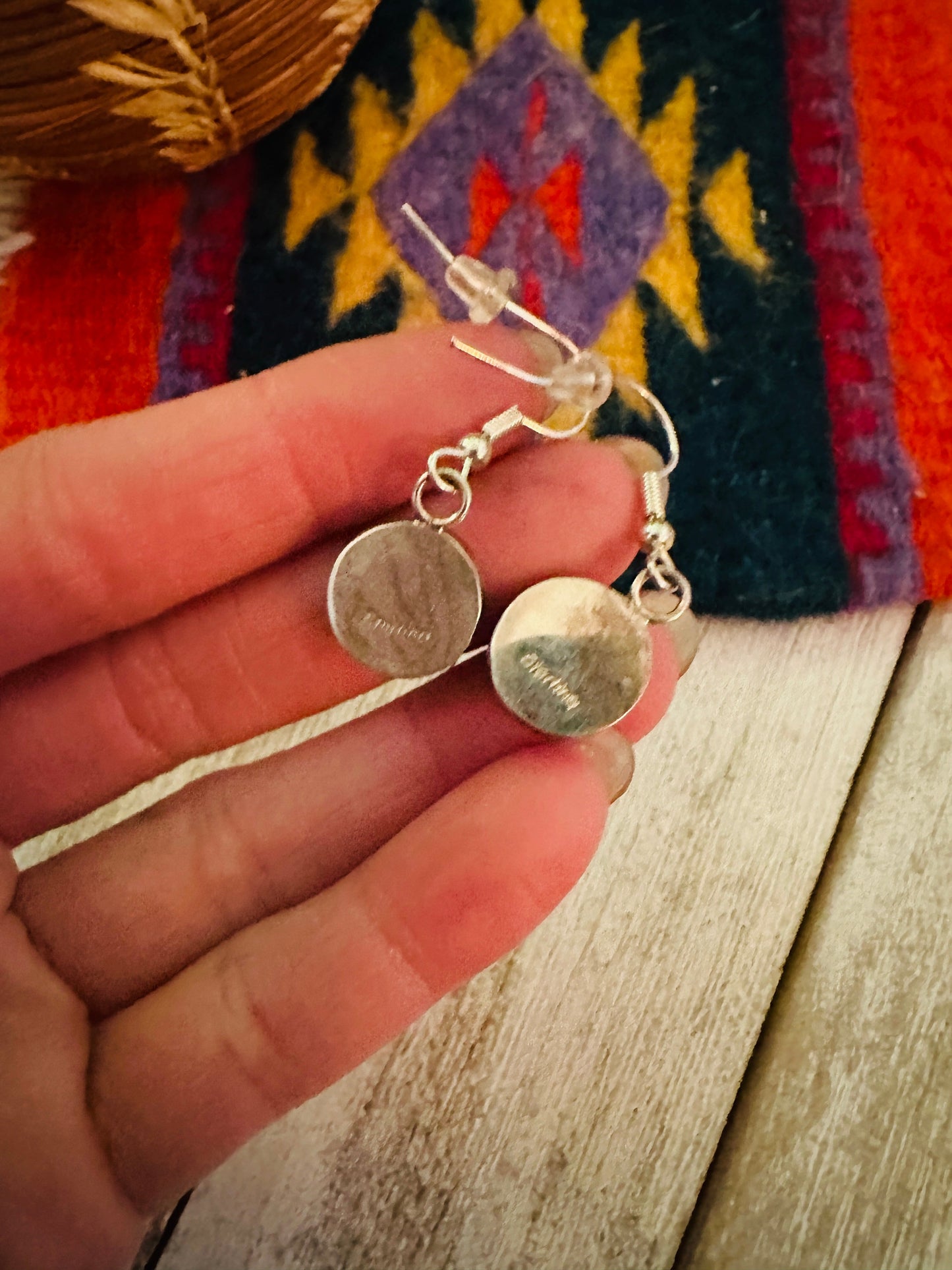 Handcrafted Multi Stone & Sterling Silver Inlay Dangle Earrings