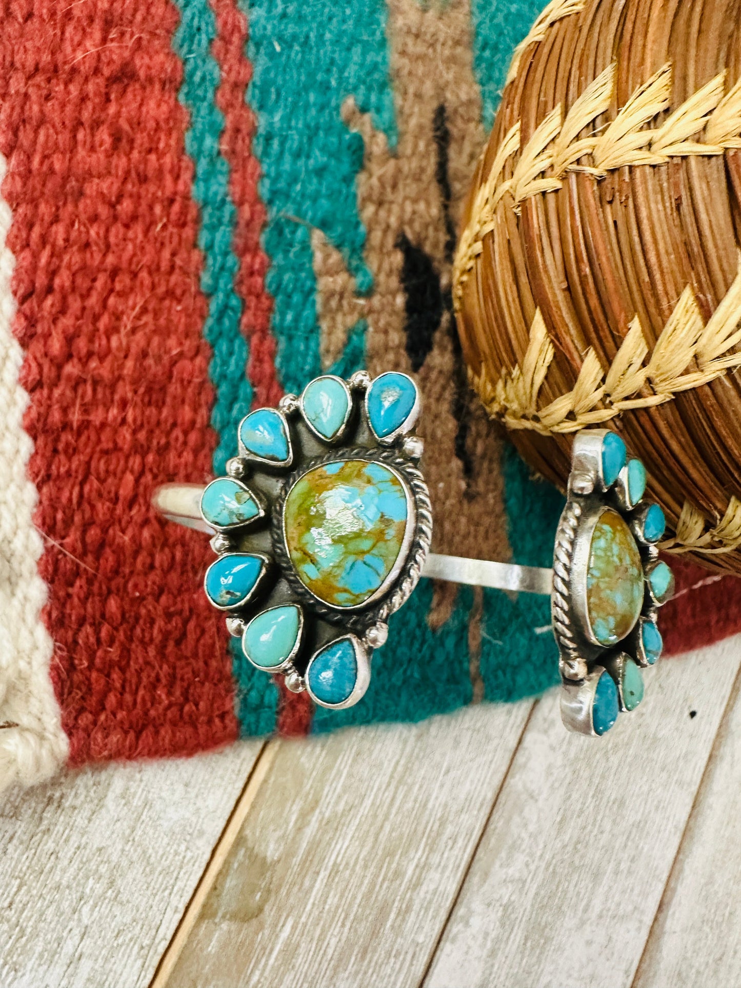 Handcrafted Turquoise & Sterling Silver Floating Cuff Bracelet /