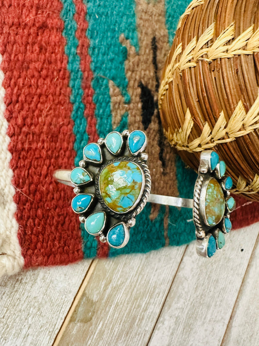 Handcrafted Turquoise & Sterling Silver Floating Cuff Bracelet /
