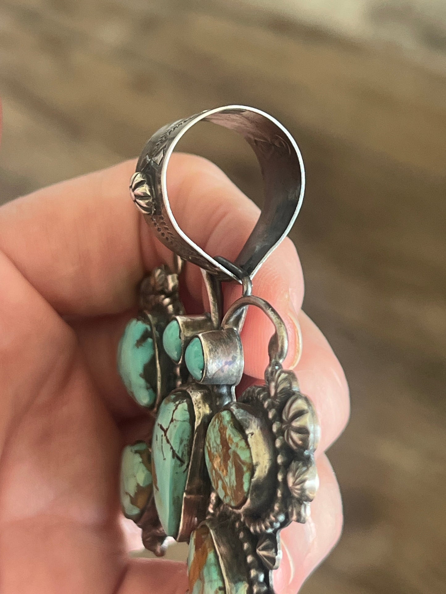 Apache Made Sterling Silver & Pilot Mountain Turquoise Butterfly Pendant by Rosella Paxson