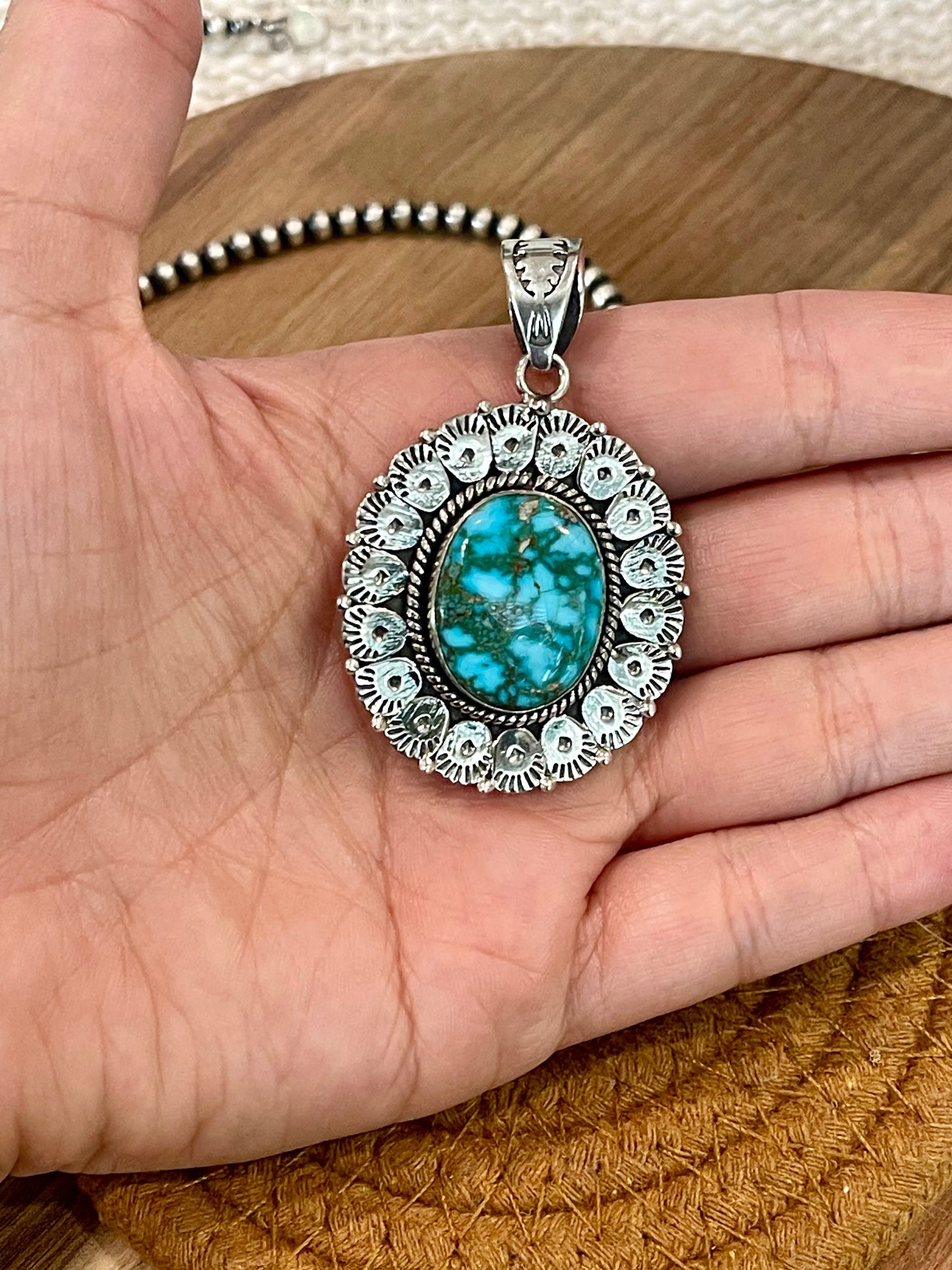 Handmade Sterling Silver & Sonoran Mountain Turquoise Pendant