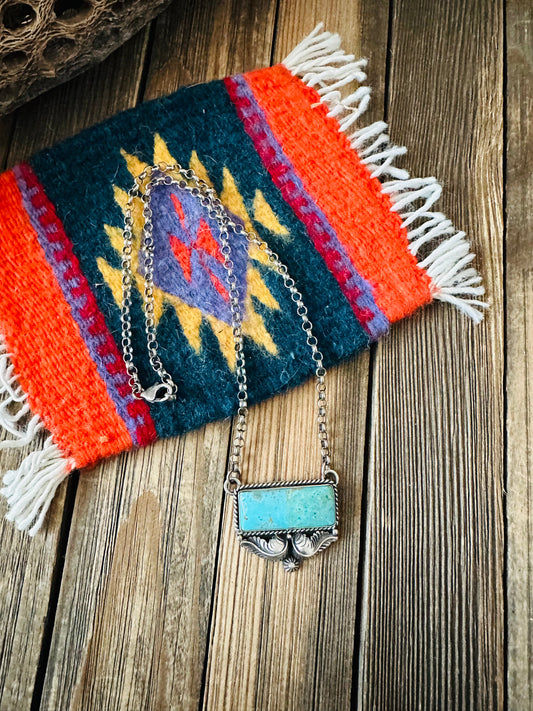 Handcrafted Sterling Silver & Royston Turquoise Necklace