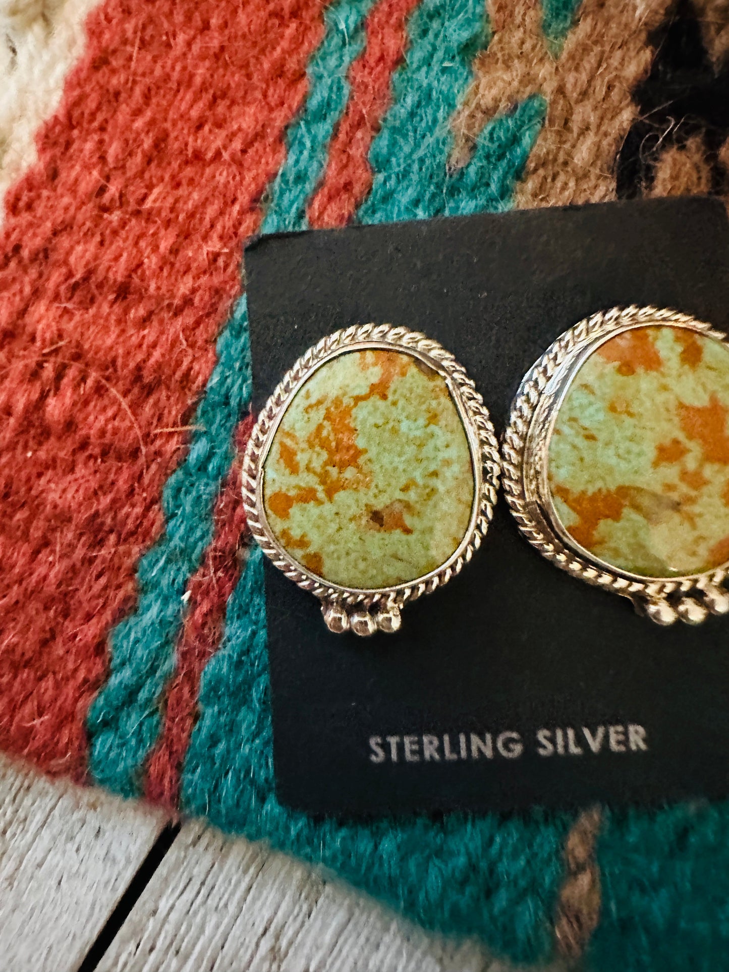Handcrafted Turquoise & Sterling Silver Post Earrings