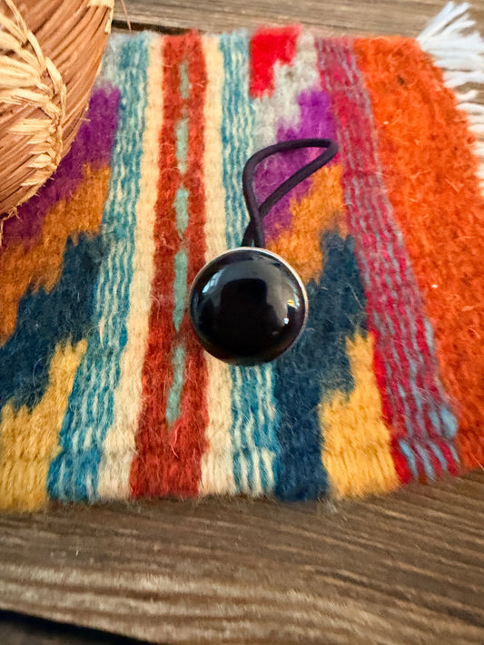 Handcrafted Onyx & Sterling Silver Hair Tie Charm