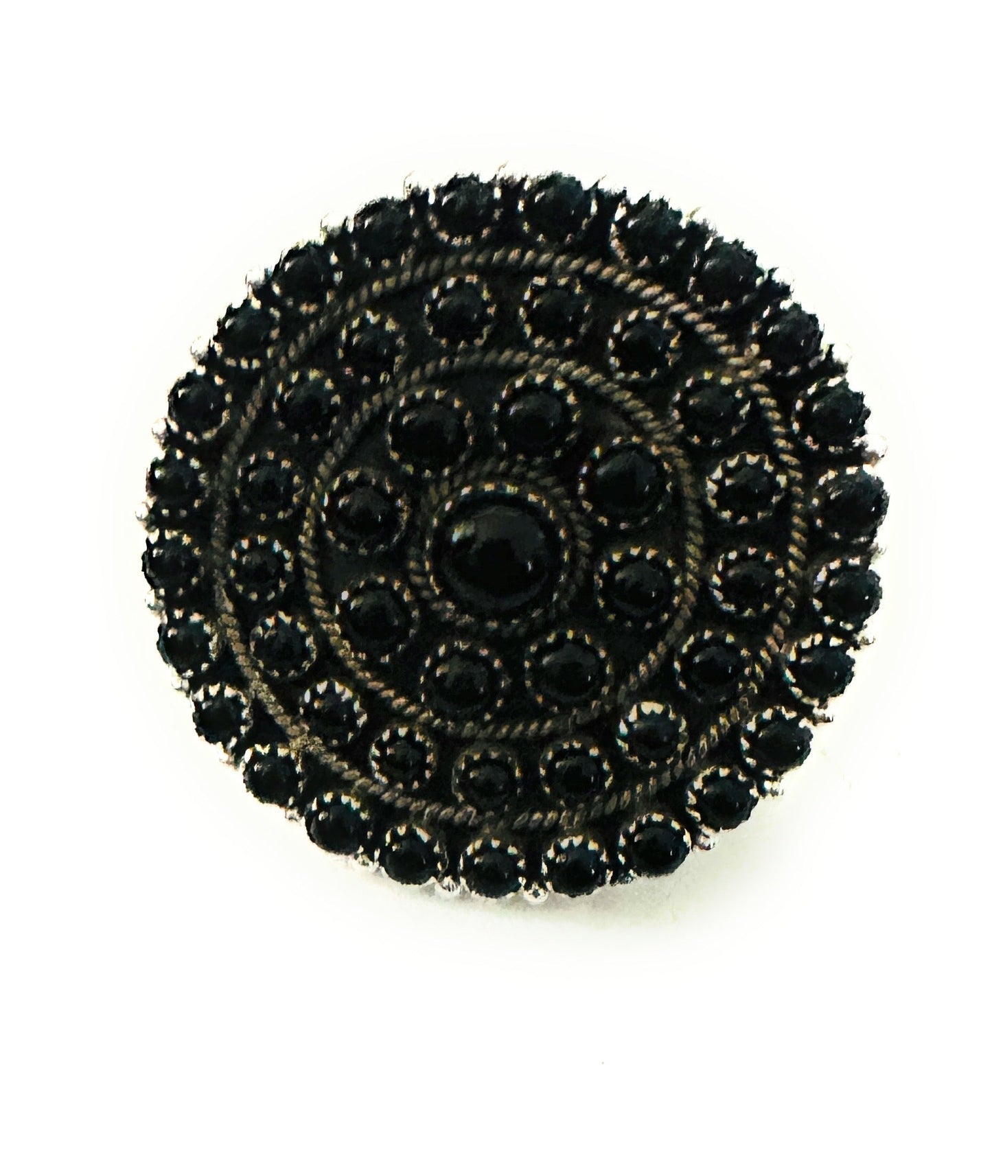 Handmade Sterling Silver & Black Onyx Cluster Adjustable Ring by Nizhoni