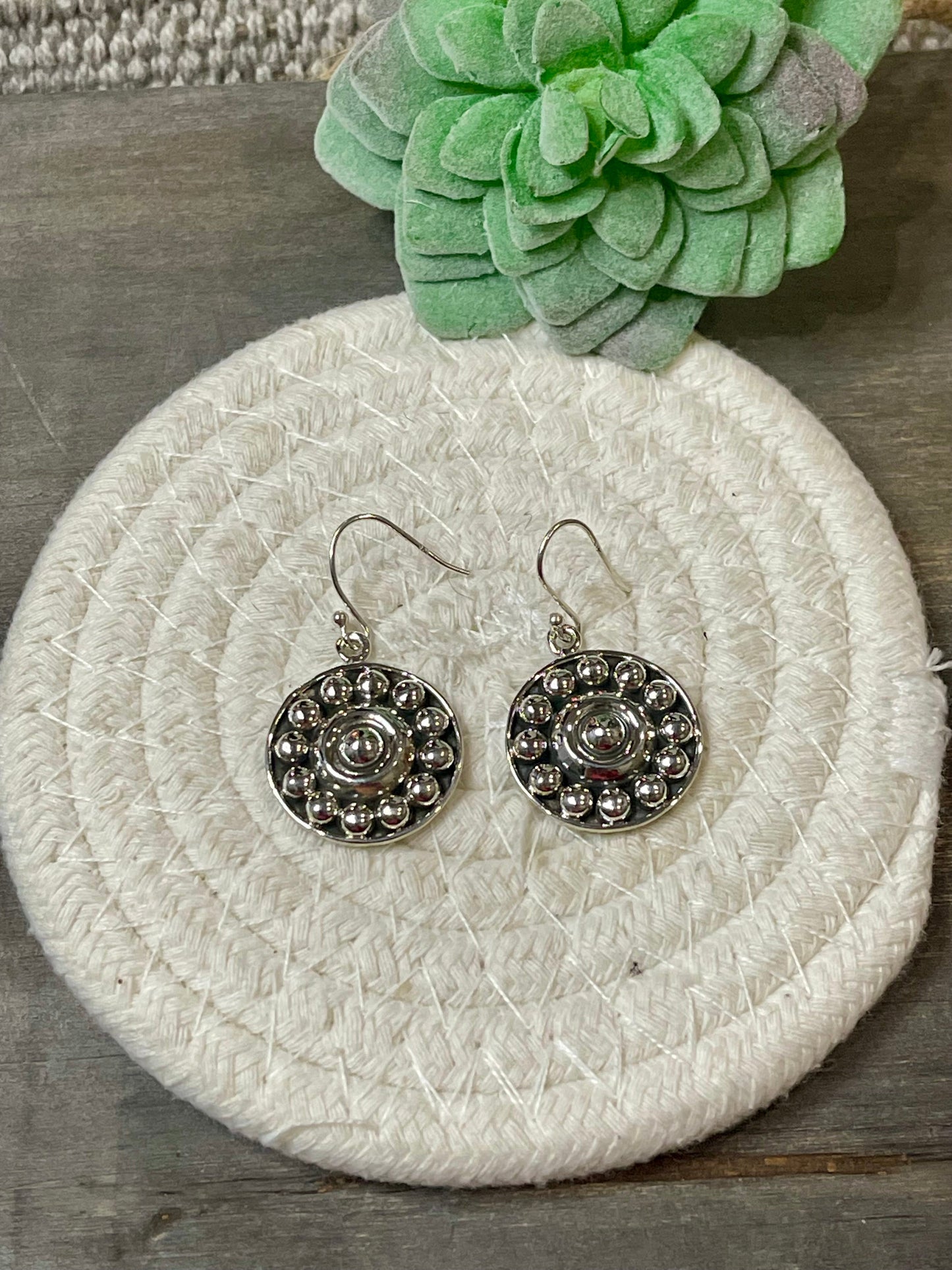 Handmade Sterling Silver Ball  Dangle Earrings