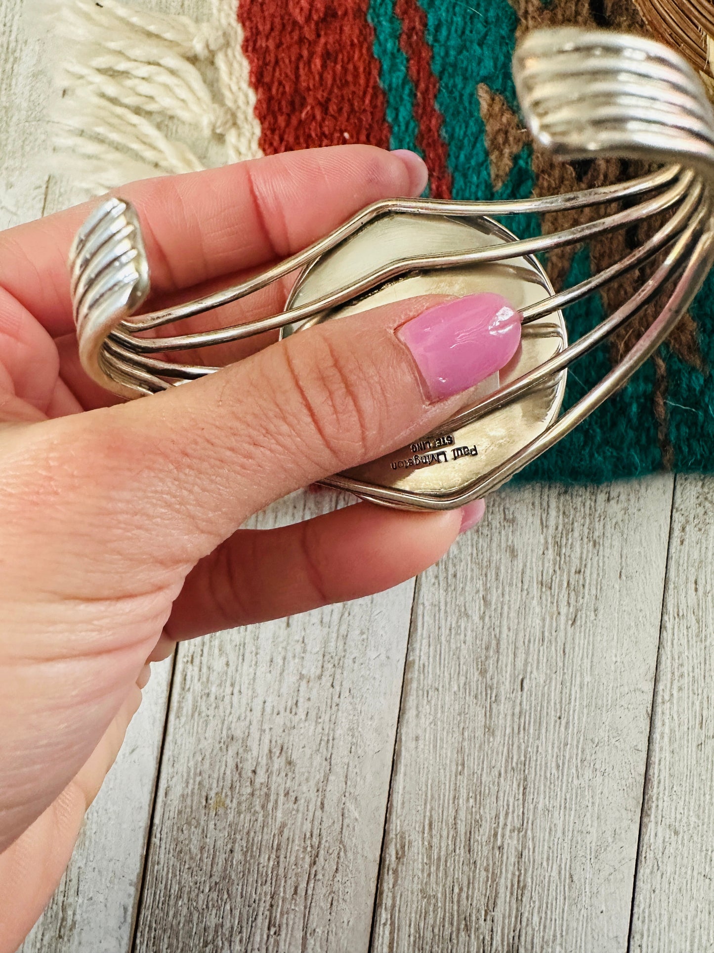 Handcrafted Sterling Silver & Turquoise Cuff Bracelet by Paul Livingston