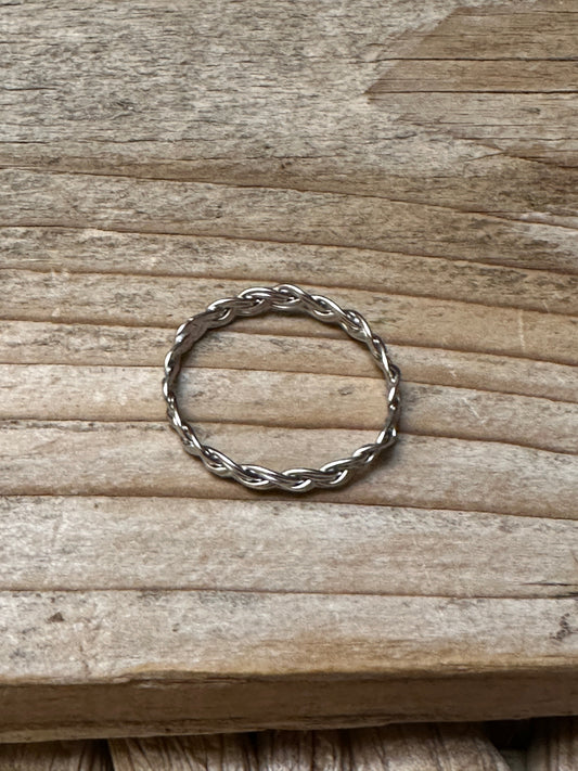 Sterling Silver Braided Twist Band Ring Size 7