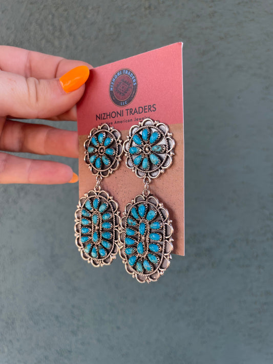 “The Girl Power” Handcrafted Sterling Silver Turquoise Dangle Earrings