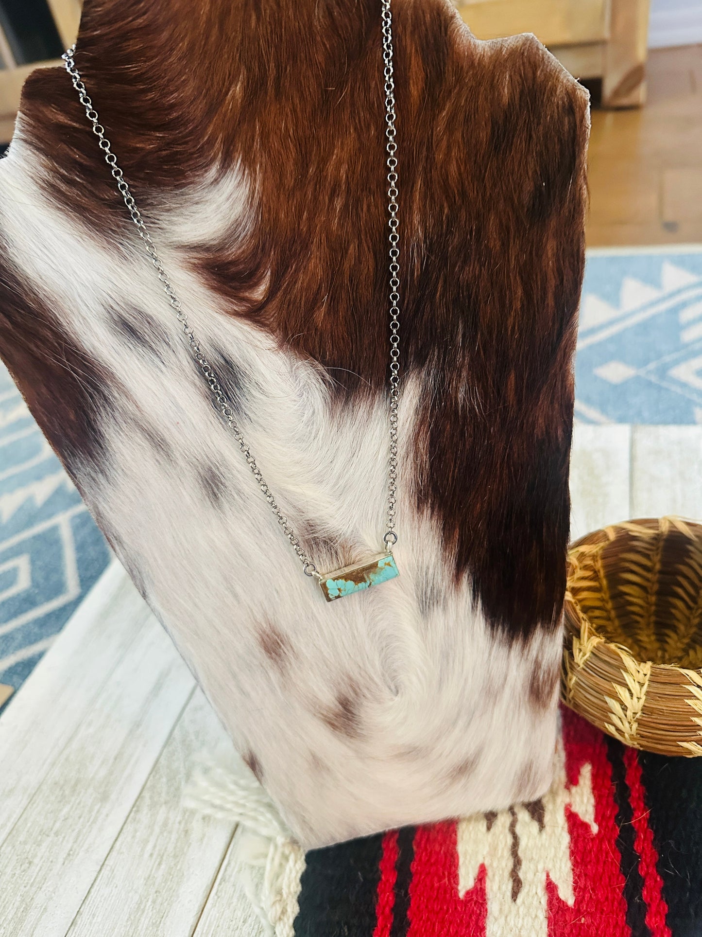 Handcrafted Sterling Silver & Turquoise Bar Necklace