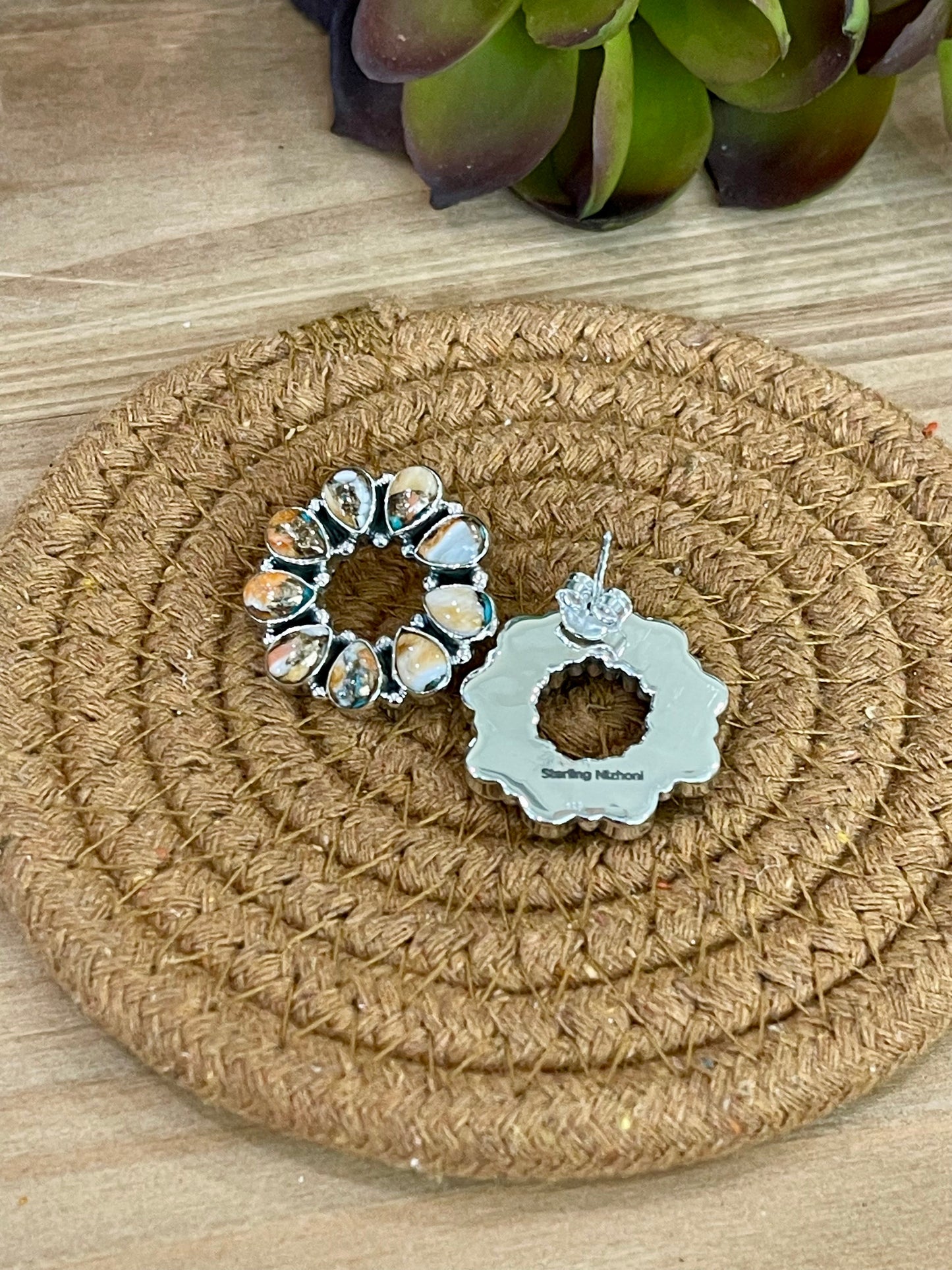 Handmade Spice & Sterling Silver Earrings more orange
