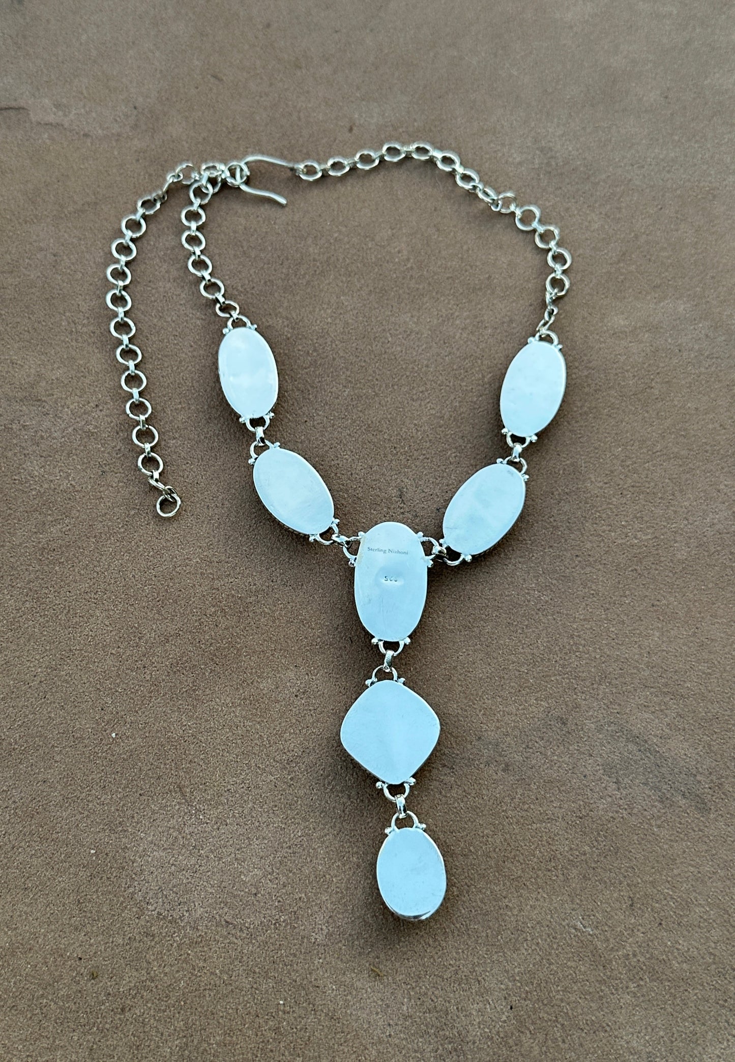 Handmade Royston Ribbon Turquoise & Sterling Silver Lariat Necklace
