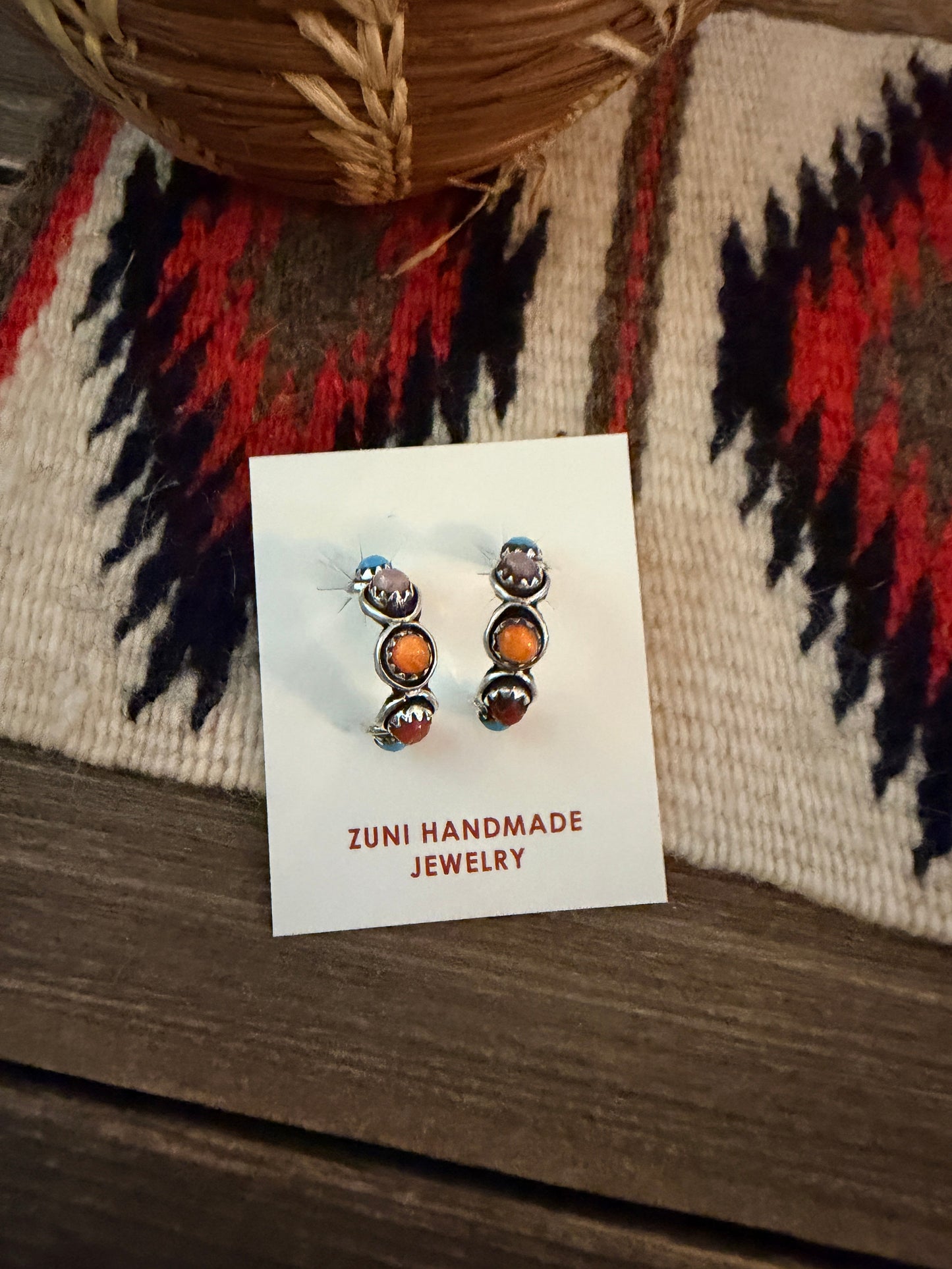 Handcrafted Sterling Silver & Multi Stone Hoop Earrings