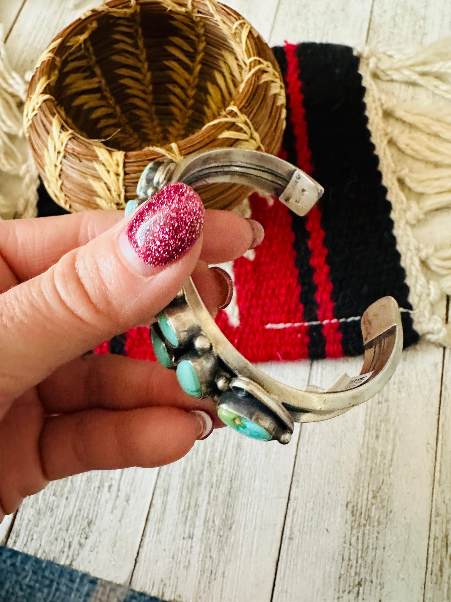 Handcrafted Sonoran Mountain Turquoise & Sterling Silver Cuff Bracelet