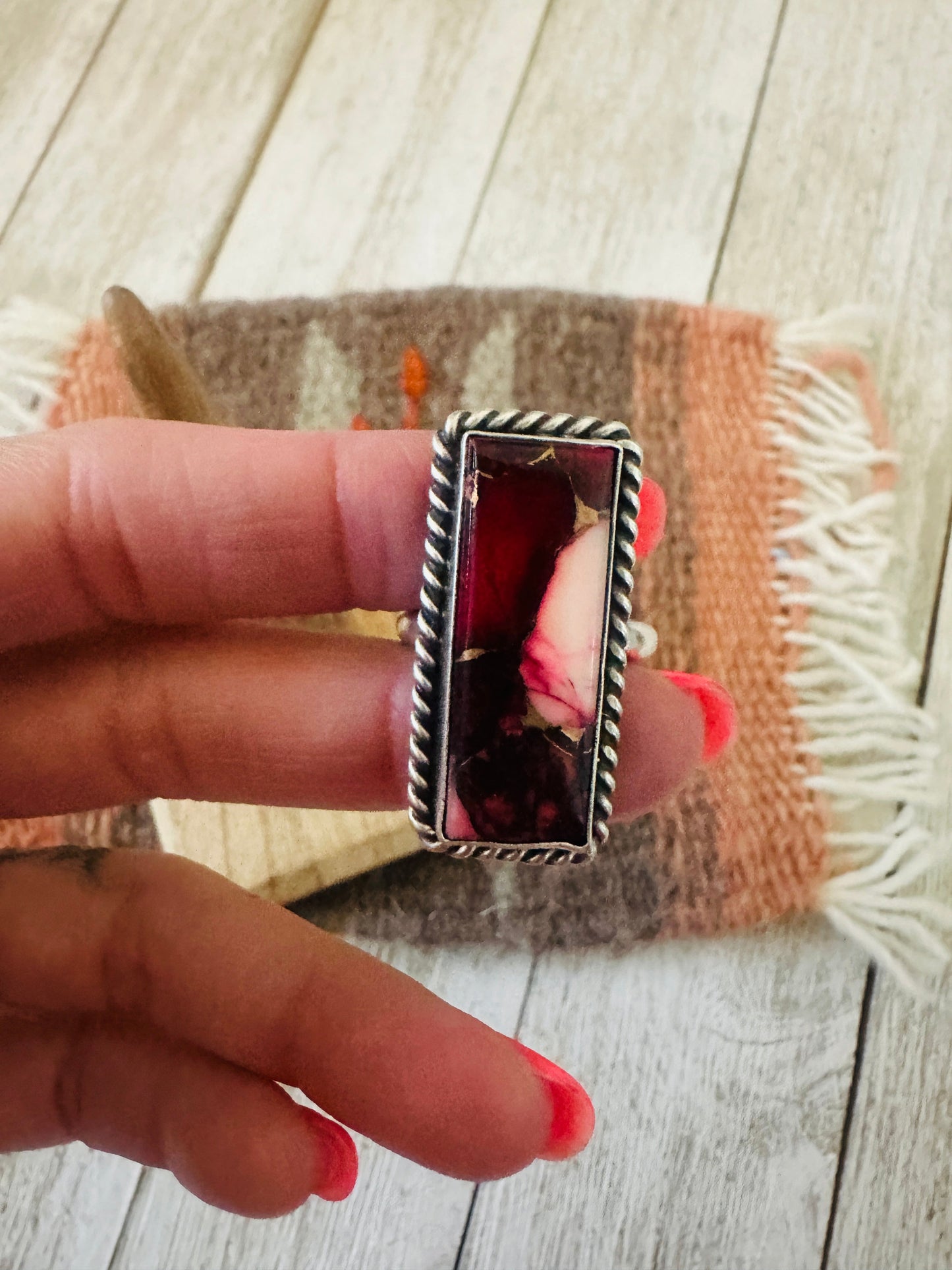 Handcrafted Sterling Silver & Rose Dahlia Adjustable Ring