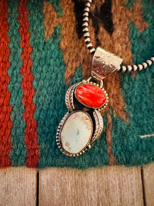 Handcrafted Sterling Silver, Spiny & Turquoise Pendant
